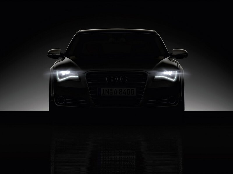 Black Audi Car — Dramatic, Night, Photograph, Headlights, Grille
