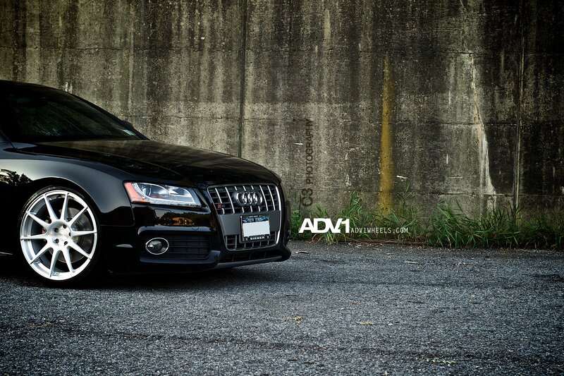 Black Audi Car — Dramatic, Photograph, Concrete Wall