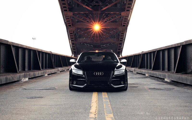 Black Audi Car — Dramatic, Sunset, Photograph