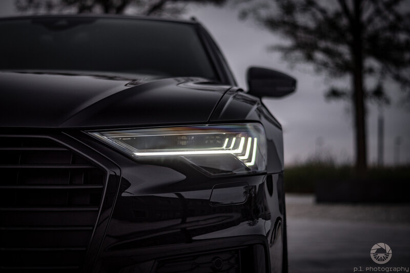 Black Audi Car Front — Dramatic, Night