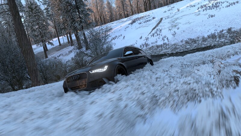Black Audi Car in Snow — White