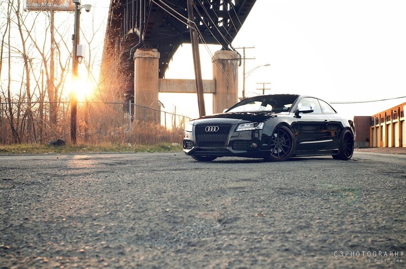 Black Audi Coupe — Dramatic, Sunrise