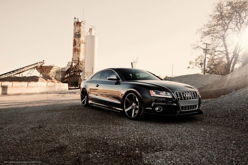 Black Audi Coupe — Dramatic, Sunset, Photograph, Industrial Plant
