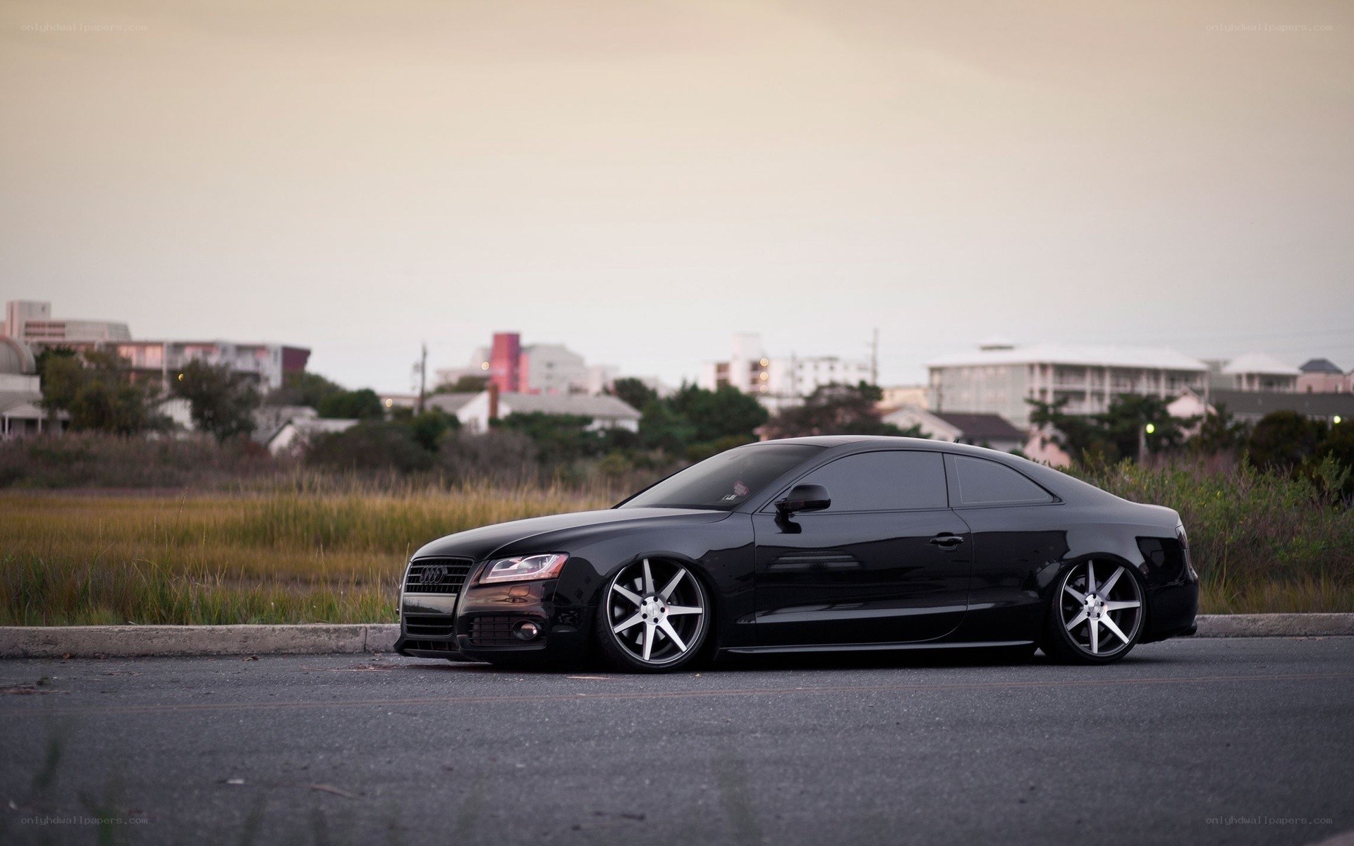 black audi coupe on road