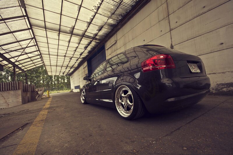 Black Audi in a warehouse