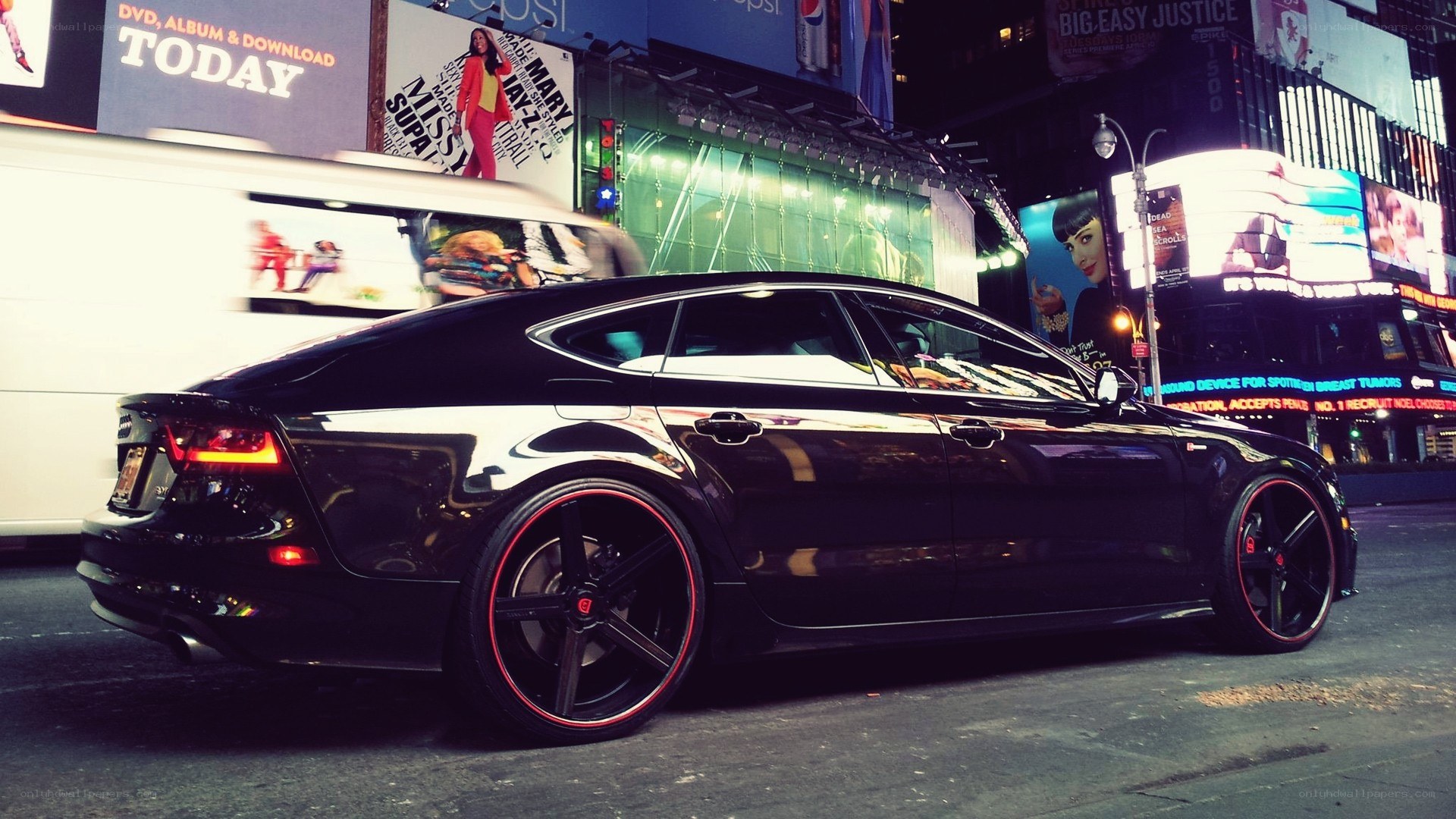Black Audi in Times Square