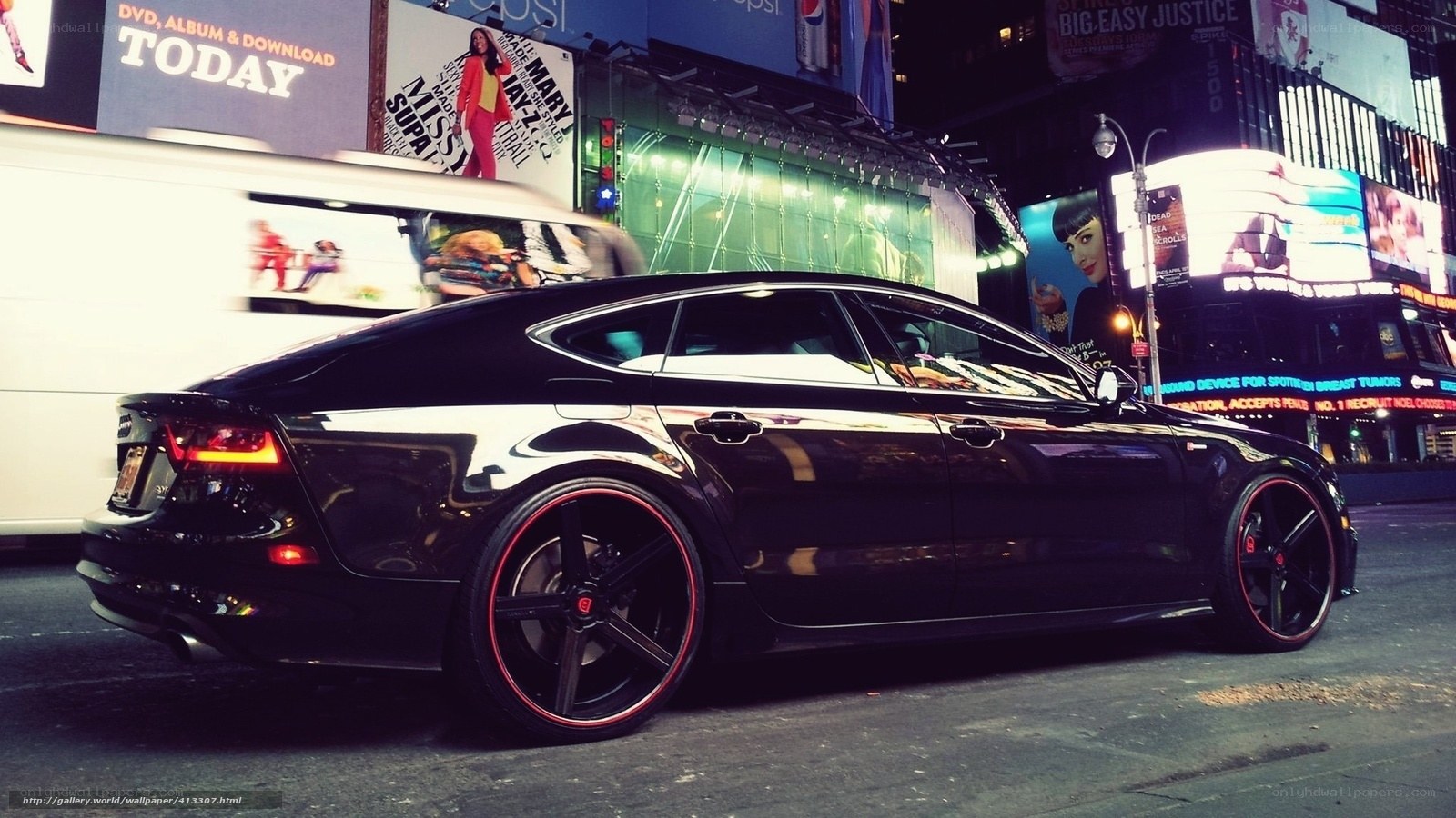 Black Audi in Times Square