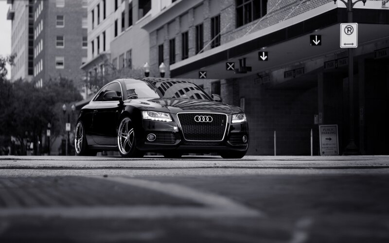 Black Audi in urban setting