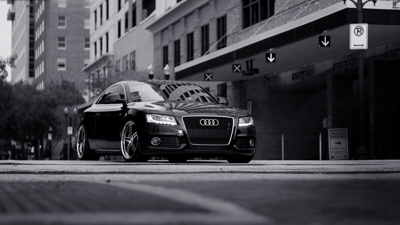 Black Audi in urban setting
