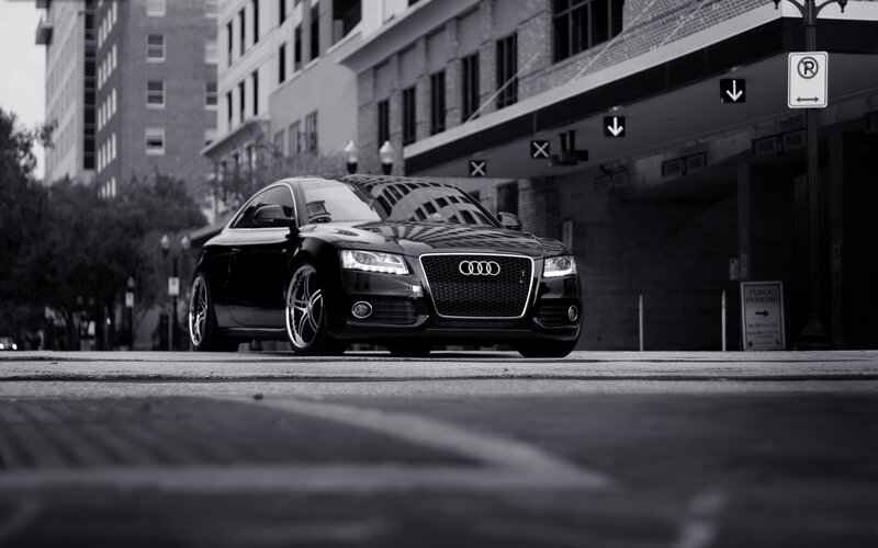 Black Audi in urban setting