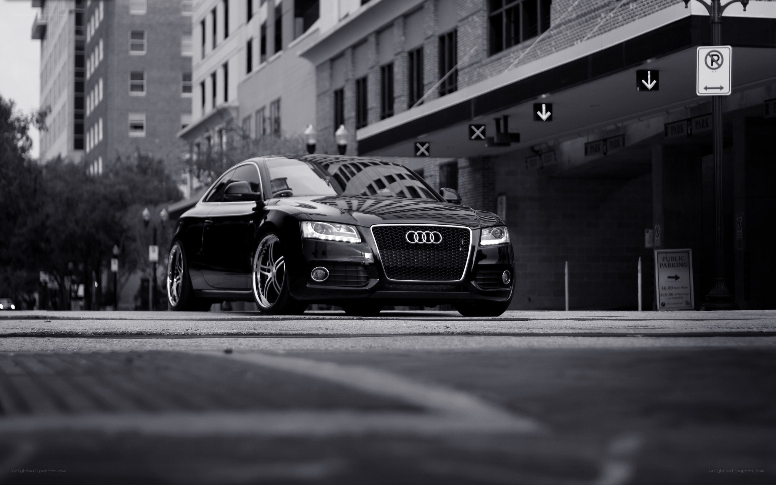 Black Audi in urban setting