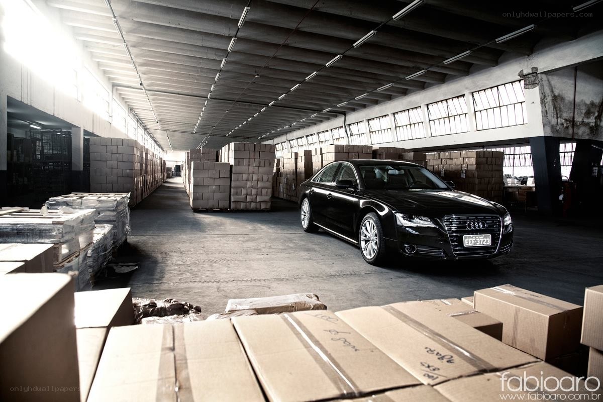 Black Audi in warehouse