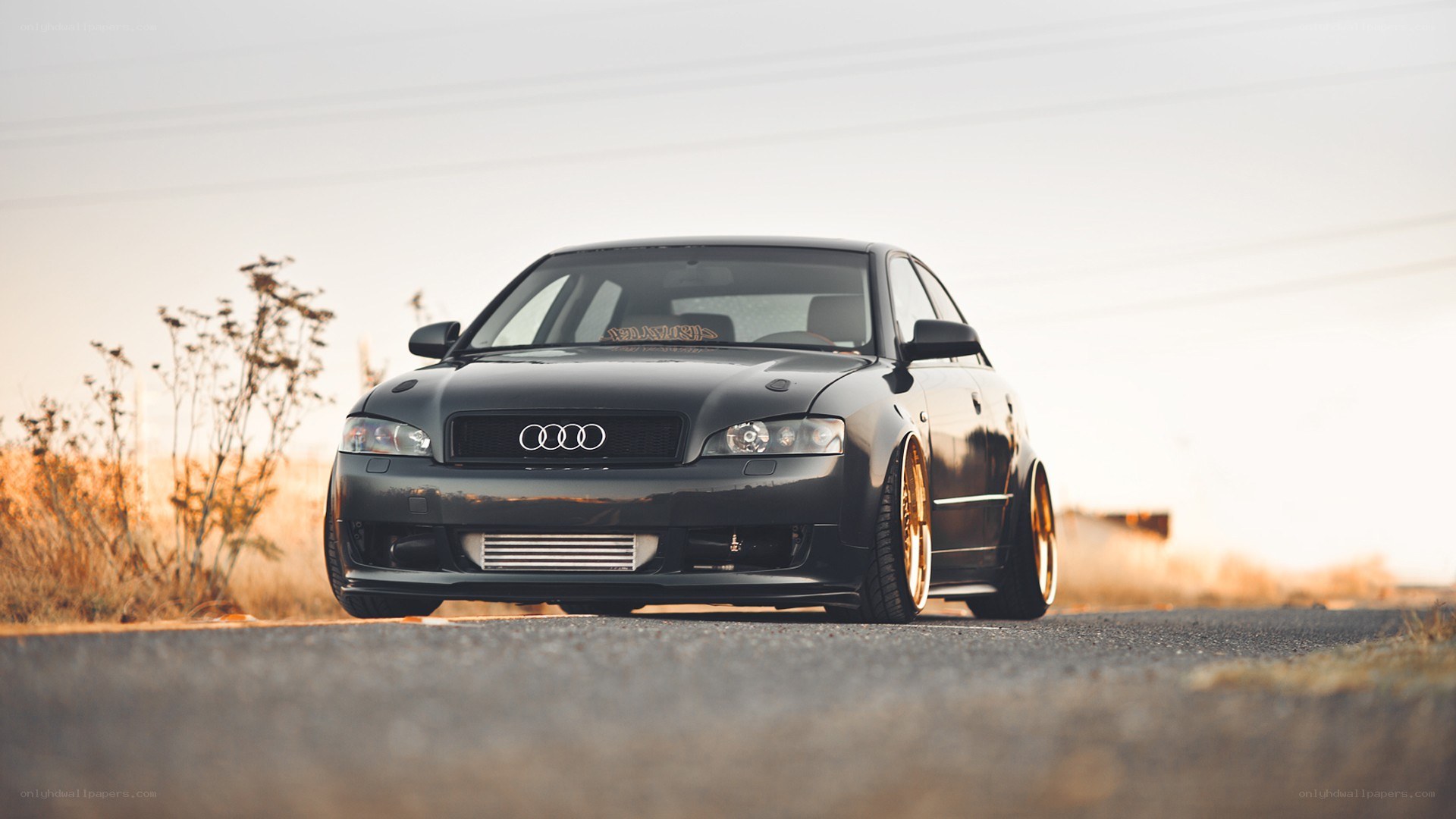 black audi on a road