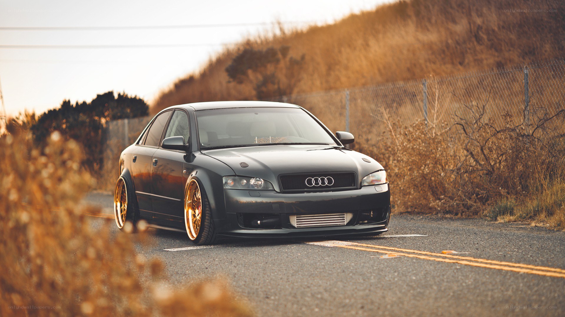 black audi on a road