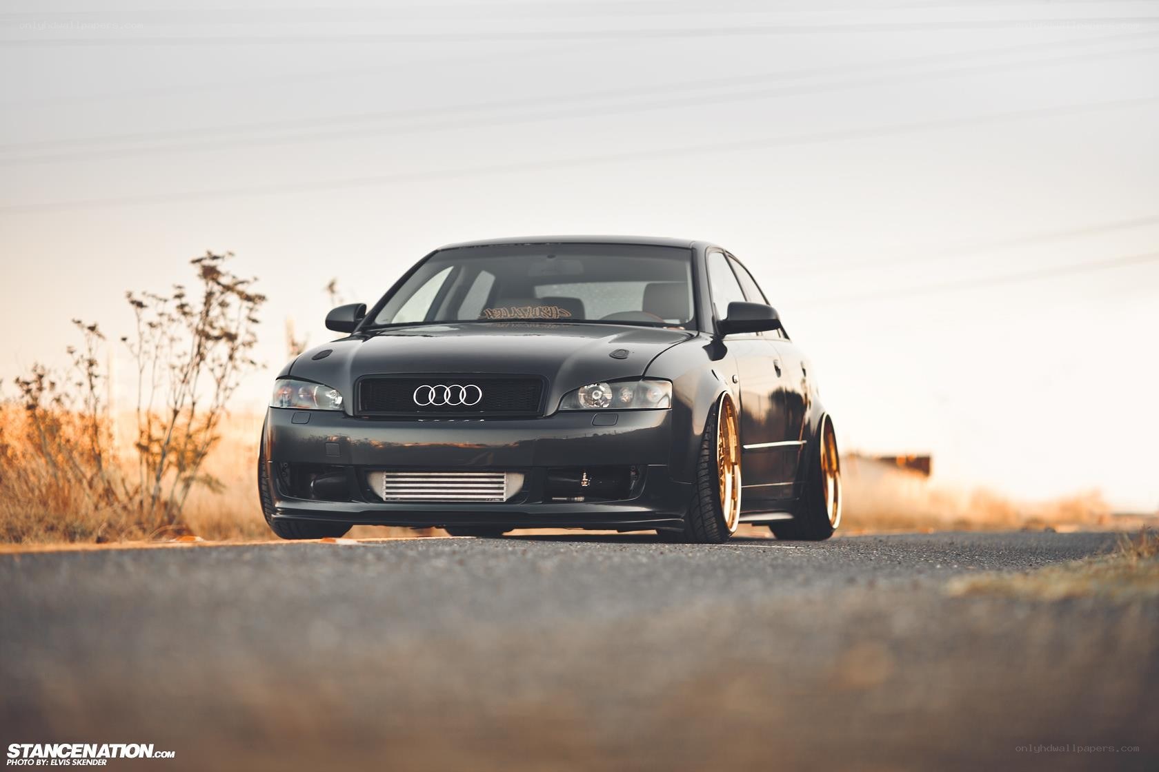 black audi on a road