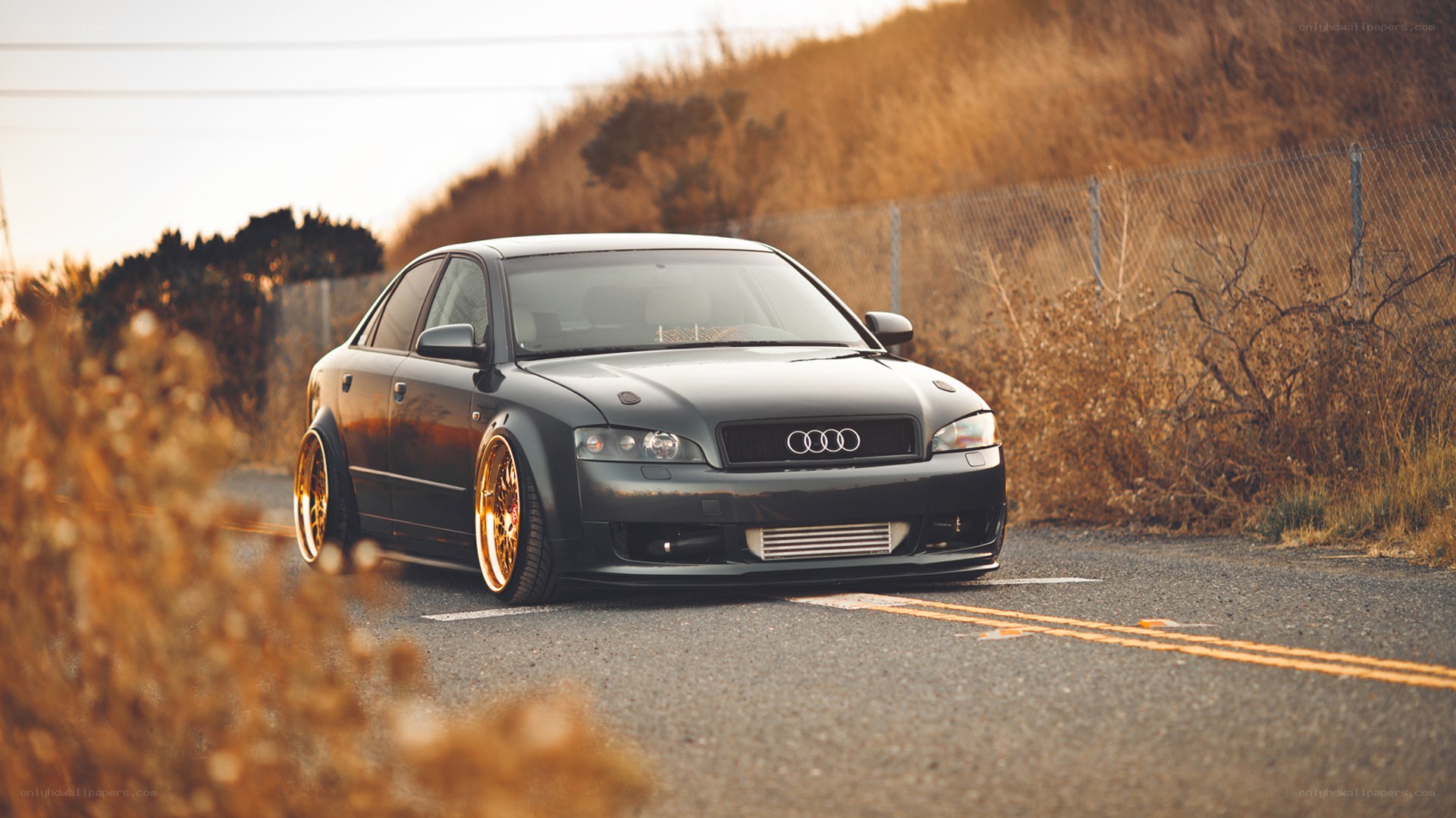 black audi on a road