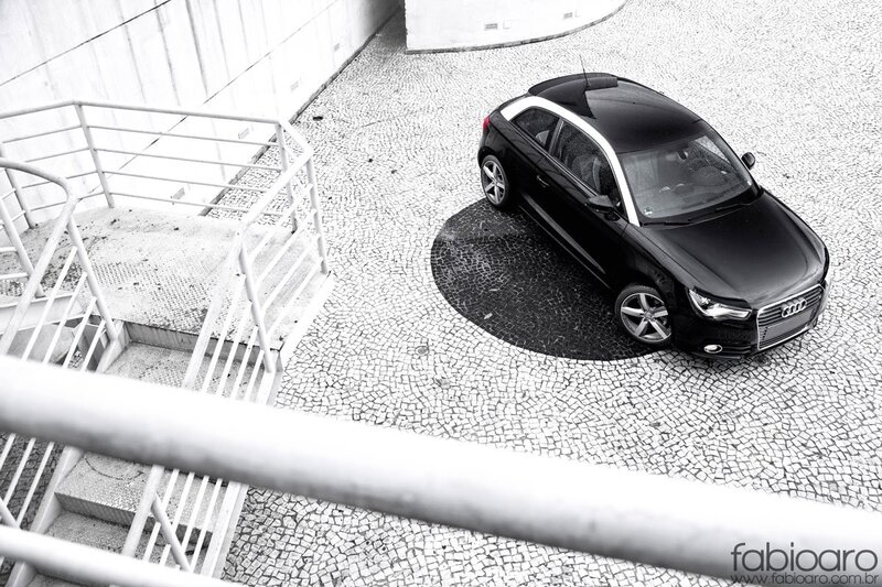 Black Audi on cobblestone