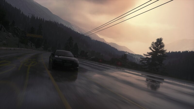 Black Audi on Wet Road