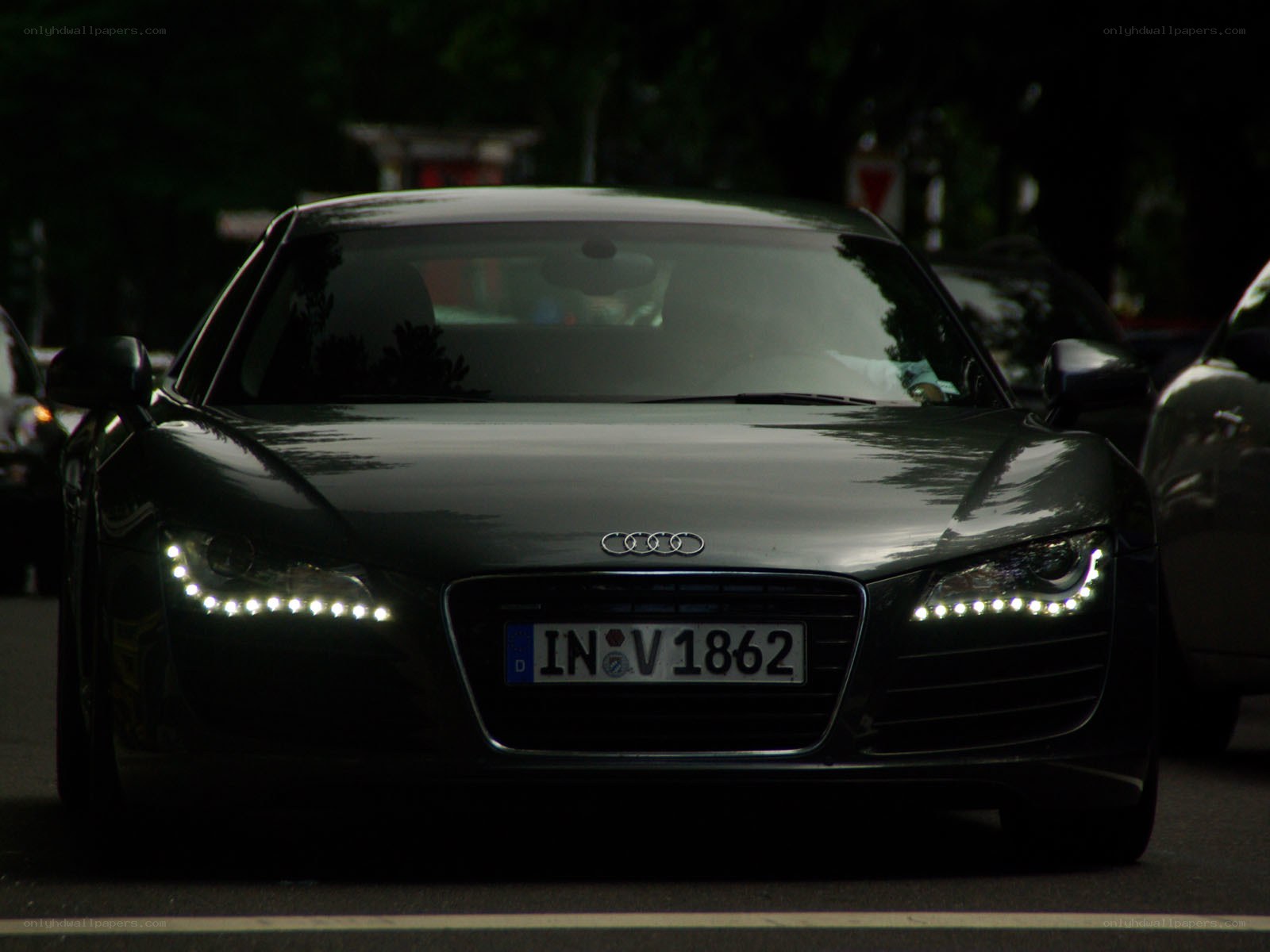 Black Audi R8 at night
