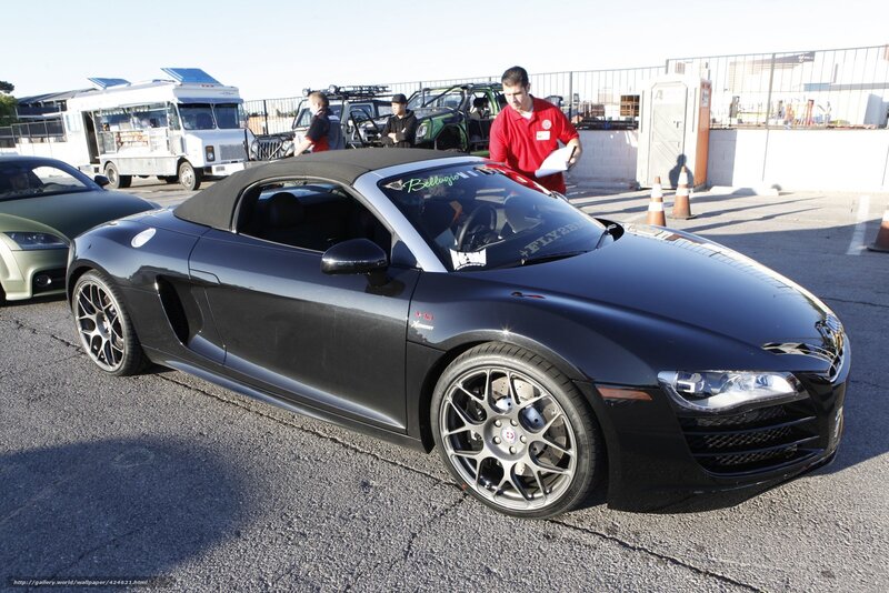Black Audi R8 convertible at event