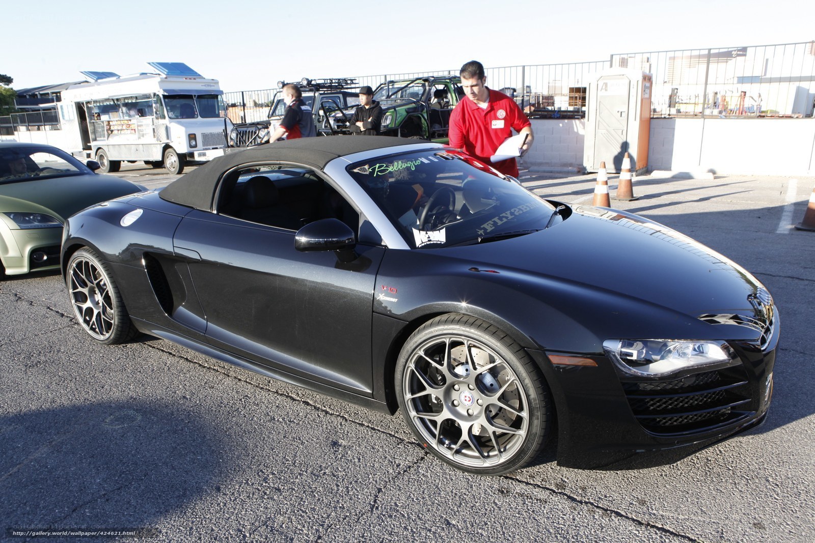 Black Audi R8 convertible at event