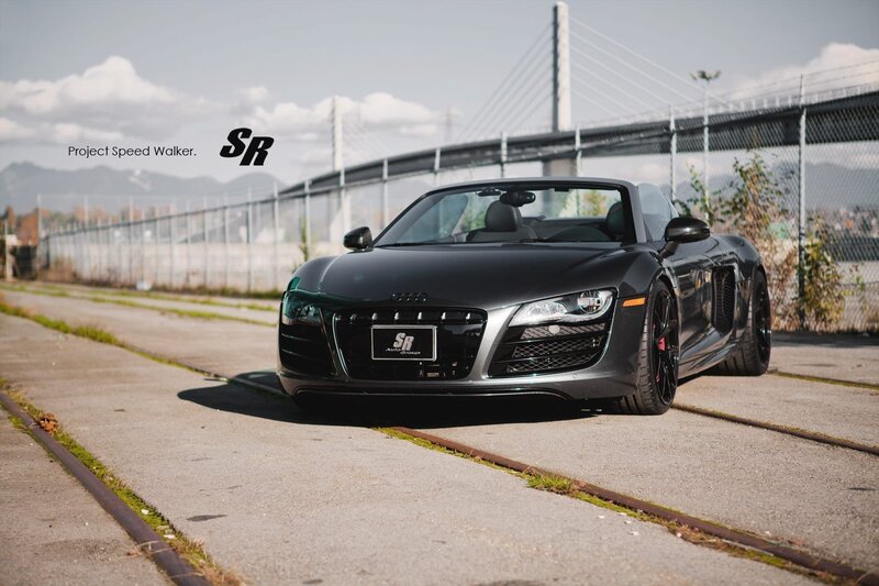 Black Audi R8 Convertible — Gray, Dramatic