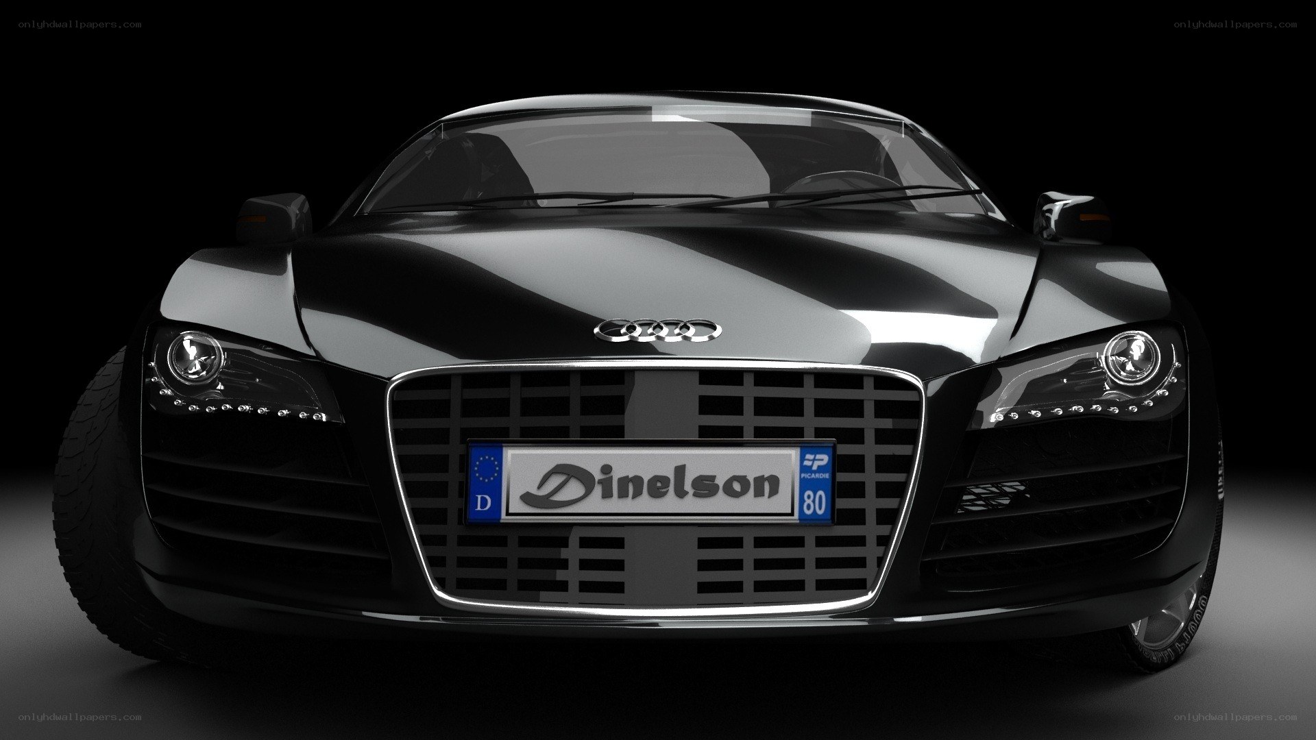 black audi r8 front view