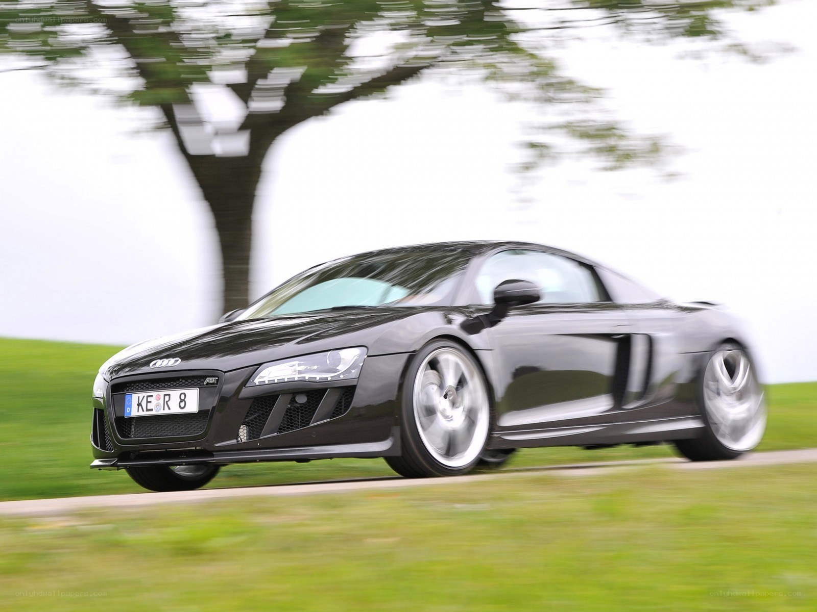Black Audi R8 in motion