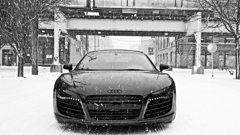 Black Audi R8 in Snow — Cold