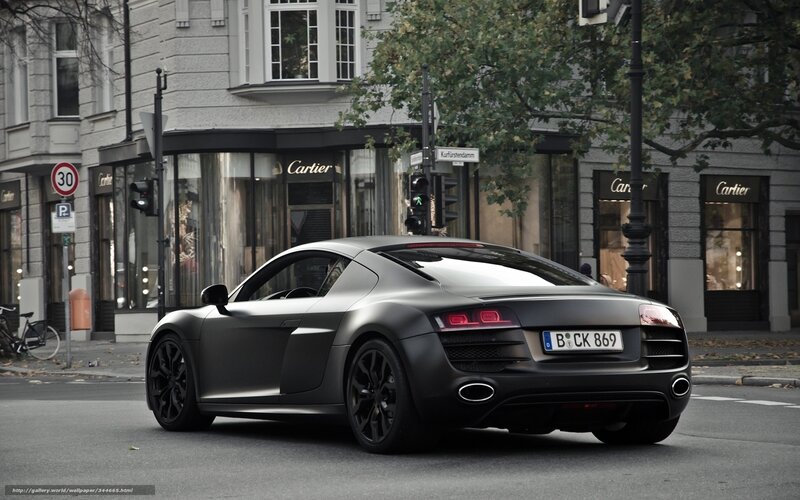 Black Audi R8 on city street