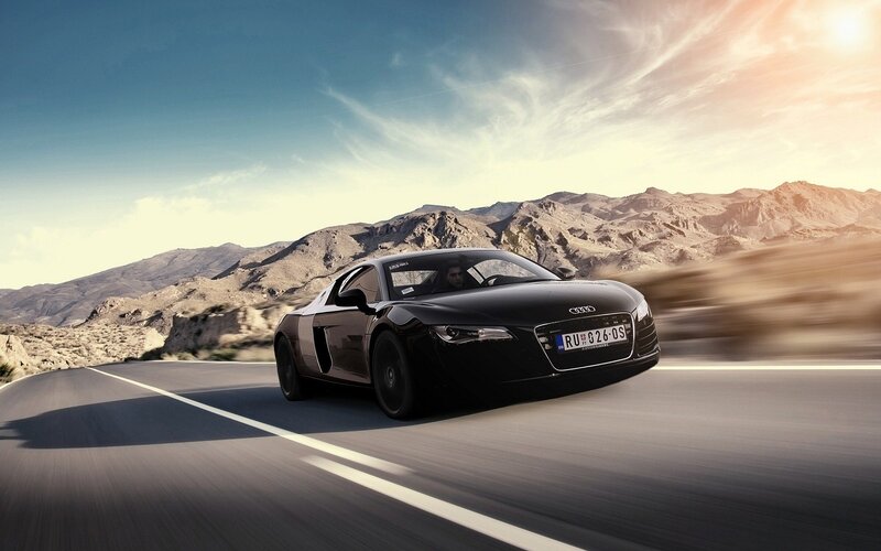 Black Audi R8 on desert road