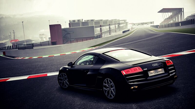 Black Audi R8 on Racetrack — Dramatic