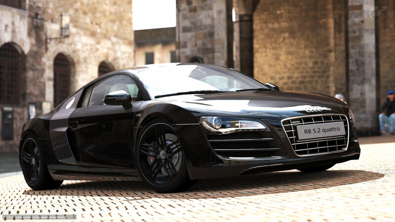 Black Audi R8 Sports Car — Calm, Afternoon, 3d Render, Building