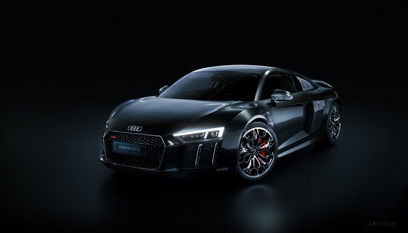 Black Audi R8 Sports Car — Dramatic, 3d Render