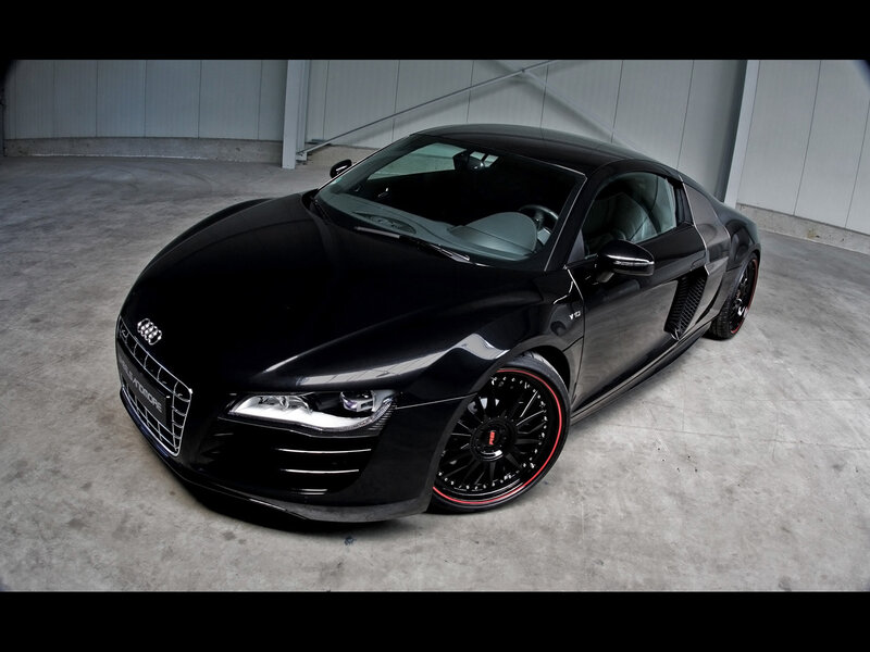 Black Audi R8 Sports Car — Dramatic