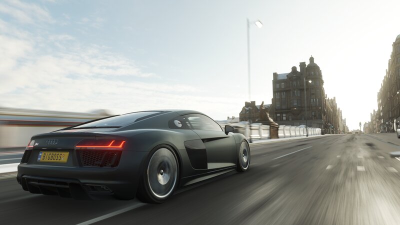 Black Audi R8 Sports Car — Gray, Dynamic