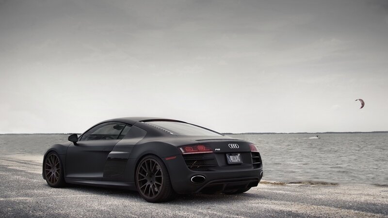 Black Audi R8 Sports Car — Gray, Serene, Afternoon