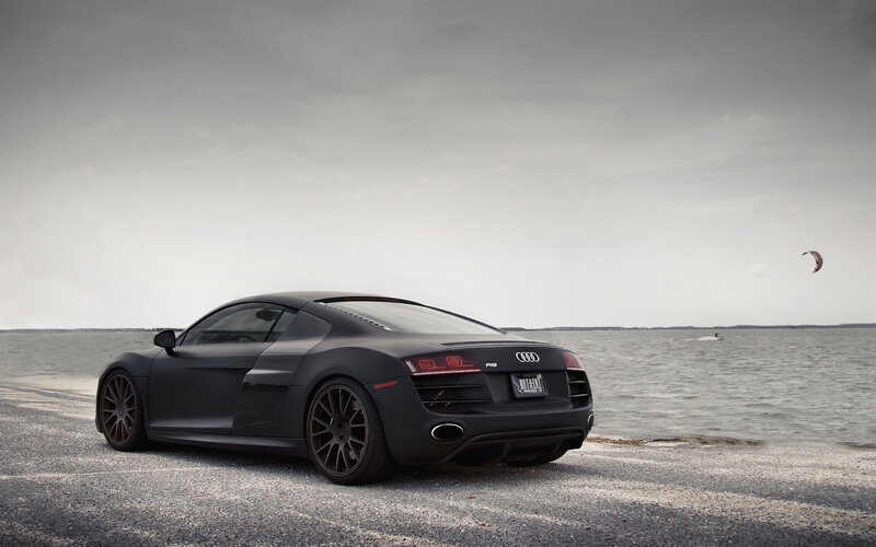 Black Audi R8 Sports Car — Gray