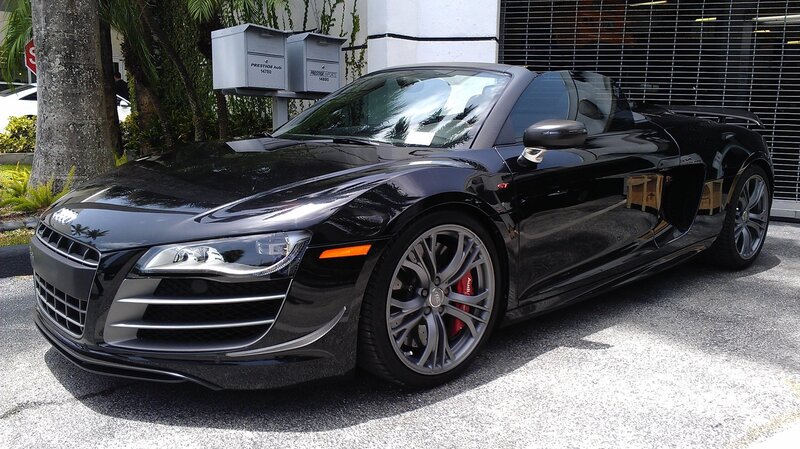 Black Audi R8 Spyder parked