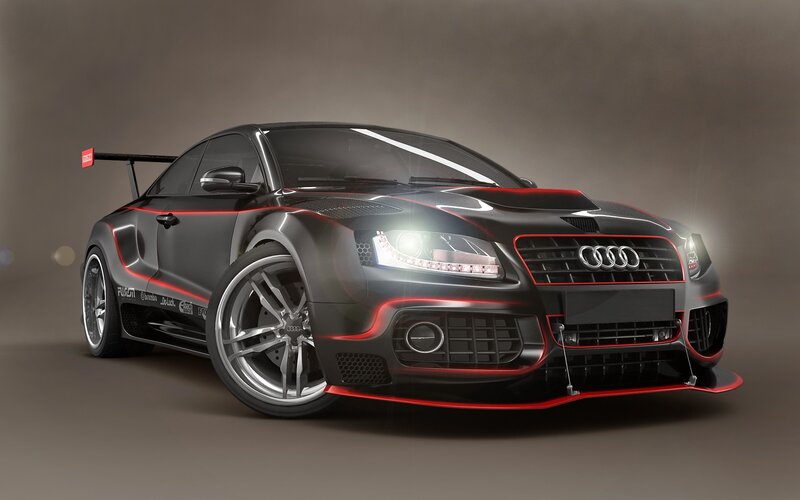 Black Audi Race Car — Dramatic, 3d Render