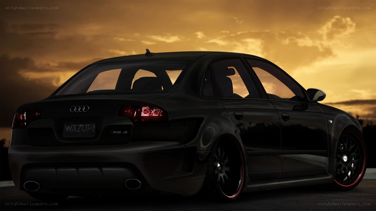 black audi rs4 at sunset