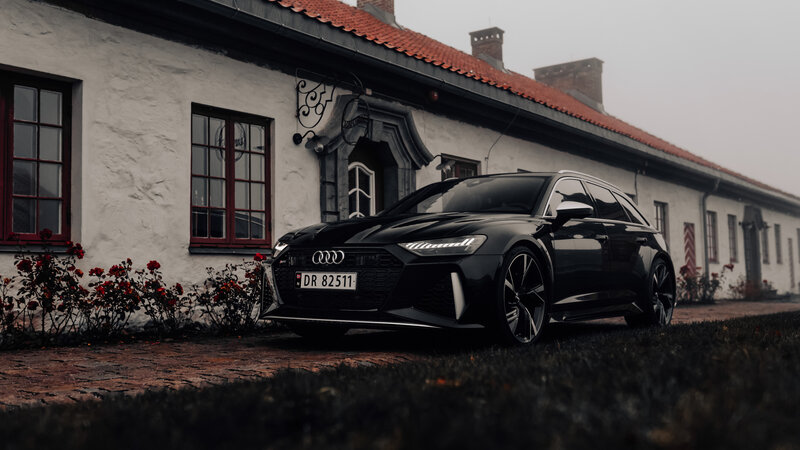 Black Audi Rs6 Car — Dramatic, Morning