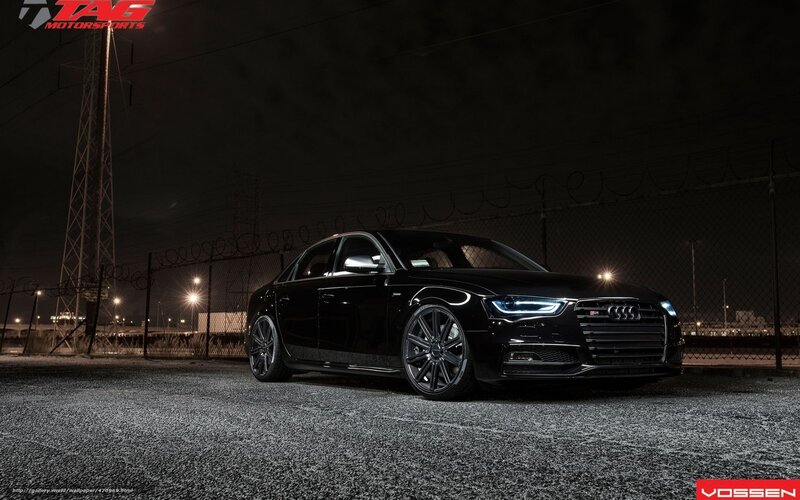 black audi s4 at night