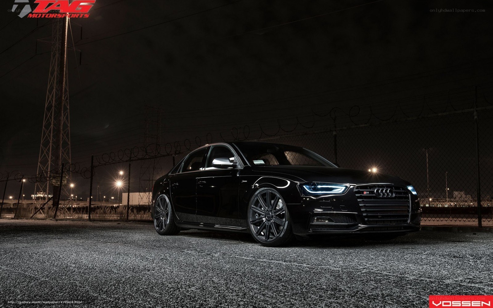 black audi s4 at night