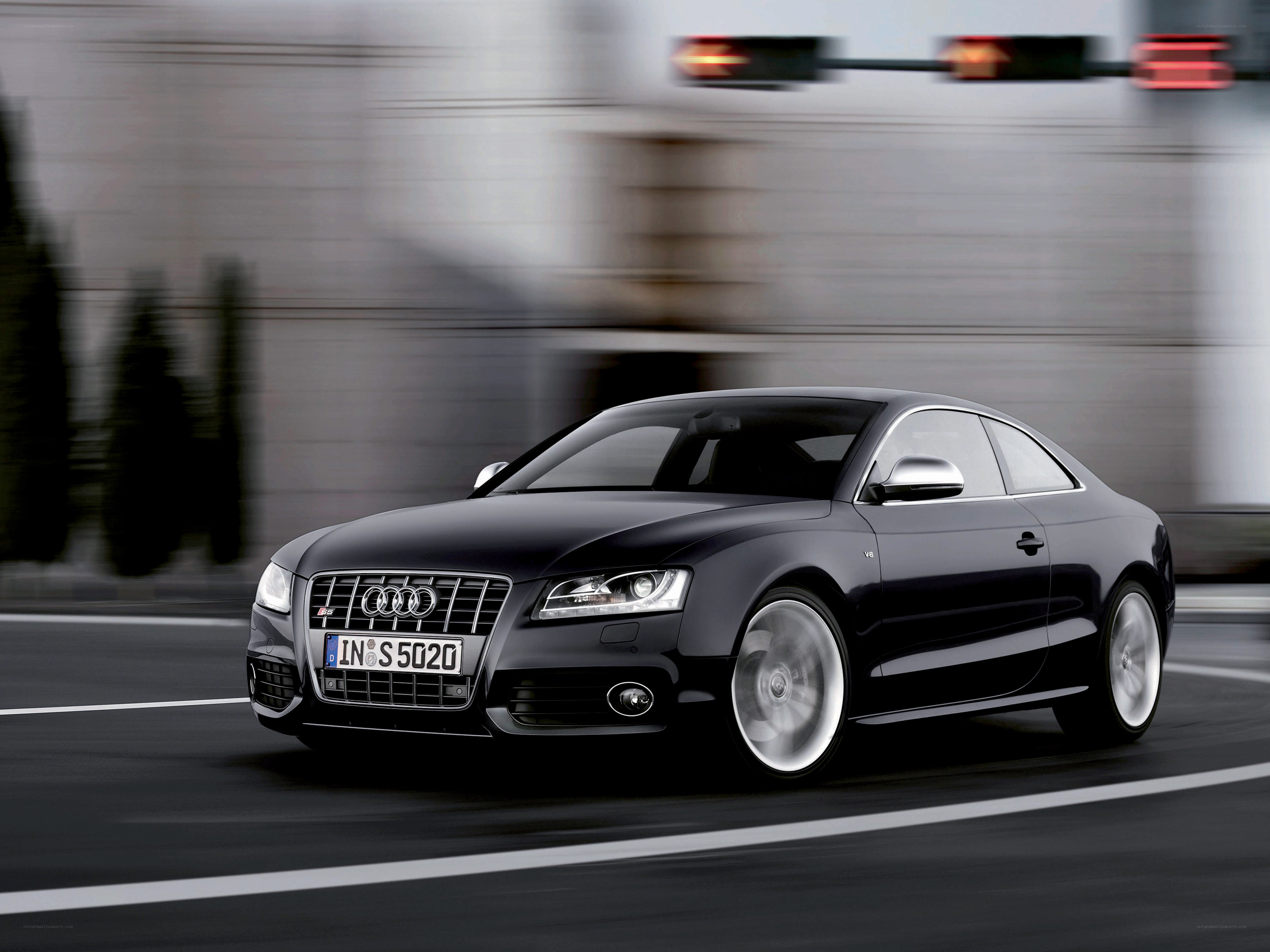 Black Audi S5 in motion