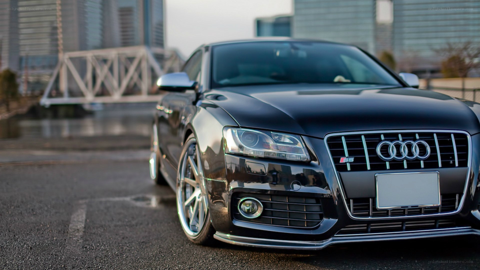 Black Audi S5 in urban setting