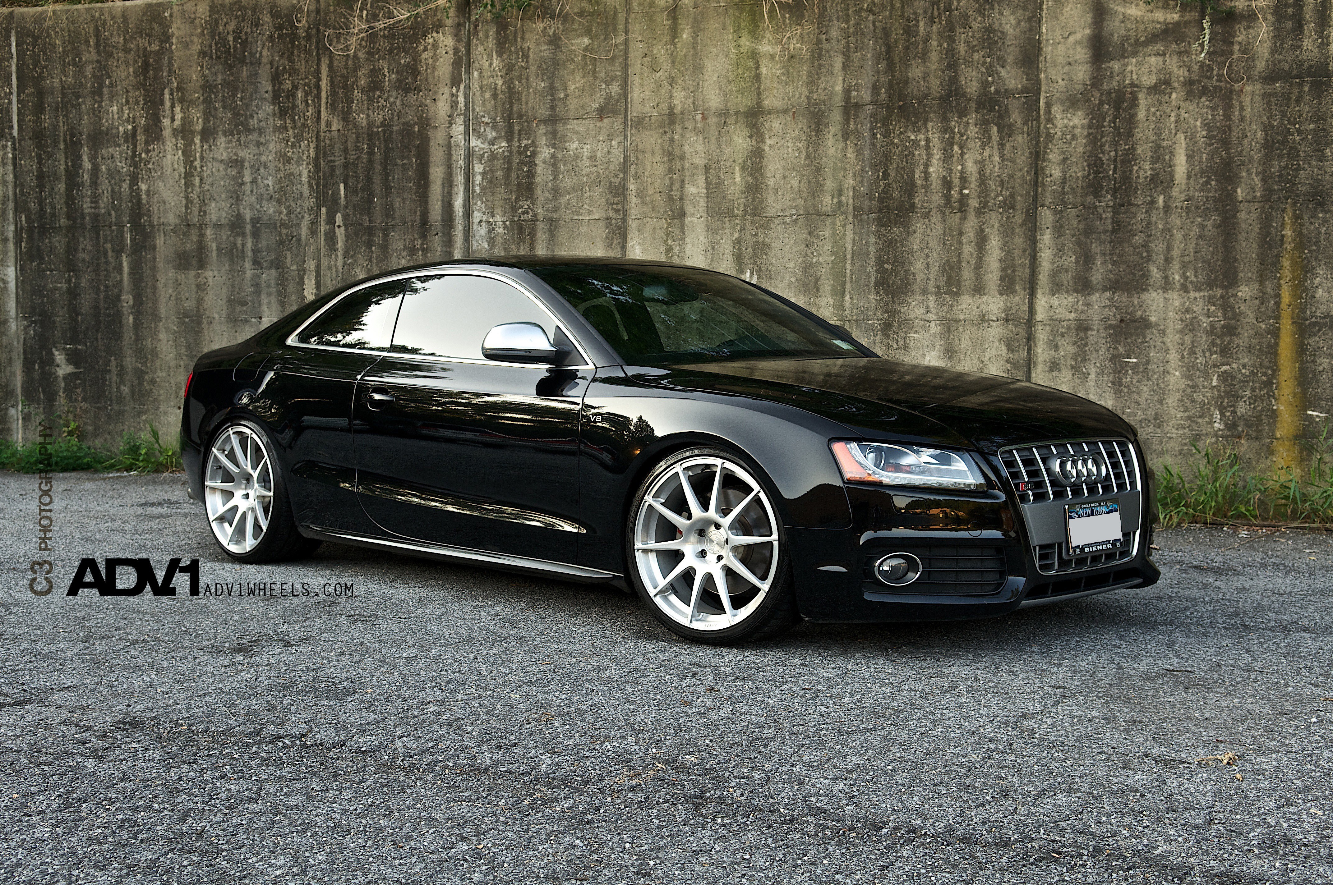 Black Audi S5 with custom wheels