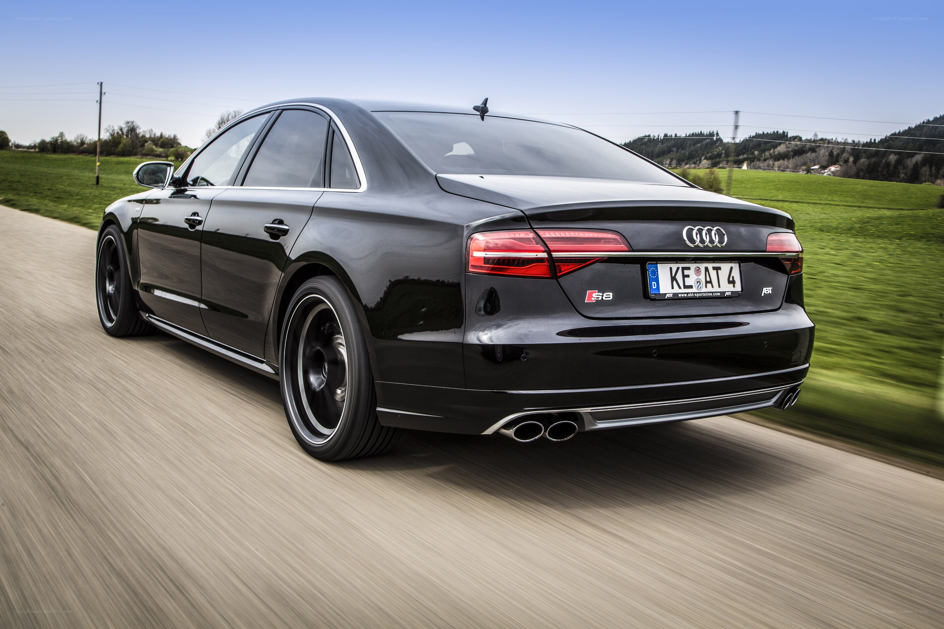Black Audi S8 in motion