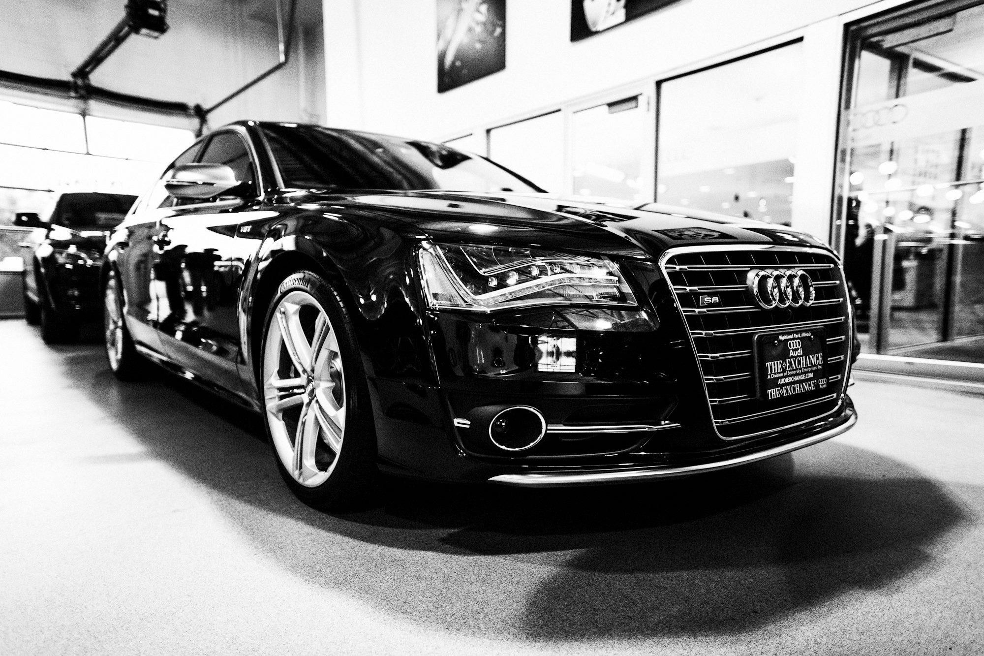 Black Audi S8 in showroom