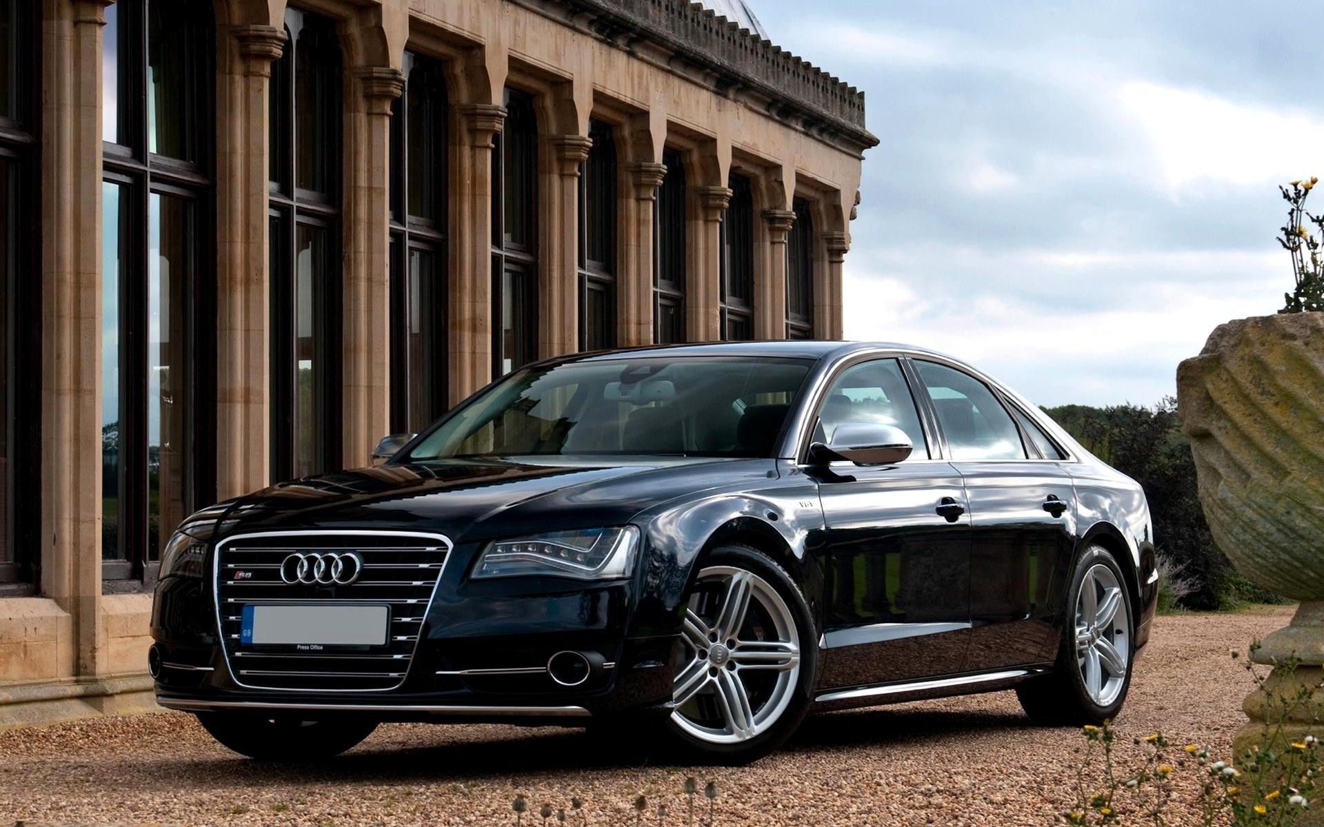 Black Audi S8 parked outside
